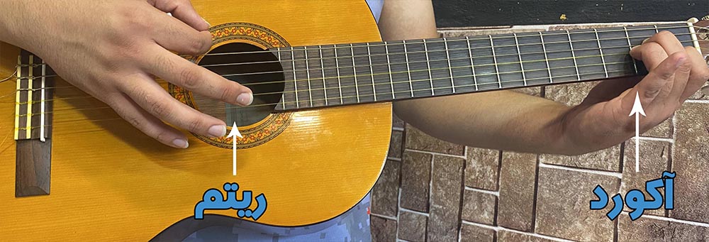 در دست گرفتن گیتار برای ریتم و آکورد